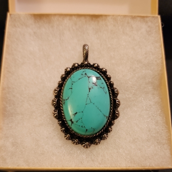 Lucky Brand Blue and Silver Pendant with Faux Turquoise Stone - Picture 6 of 6